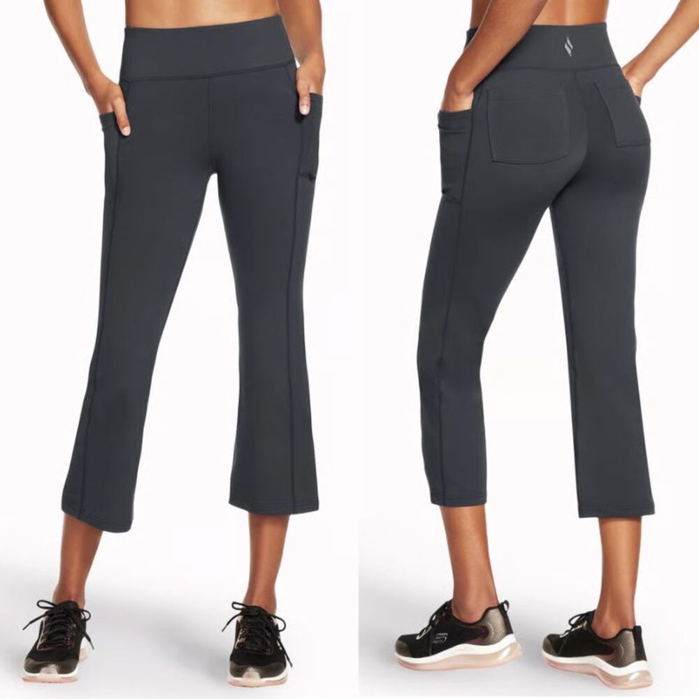 Skechers High Waisted GO WALK Lite Crop Pant Womens Sz XL Slight Flare Pockets